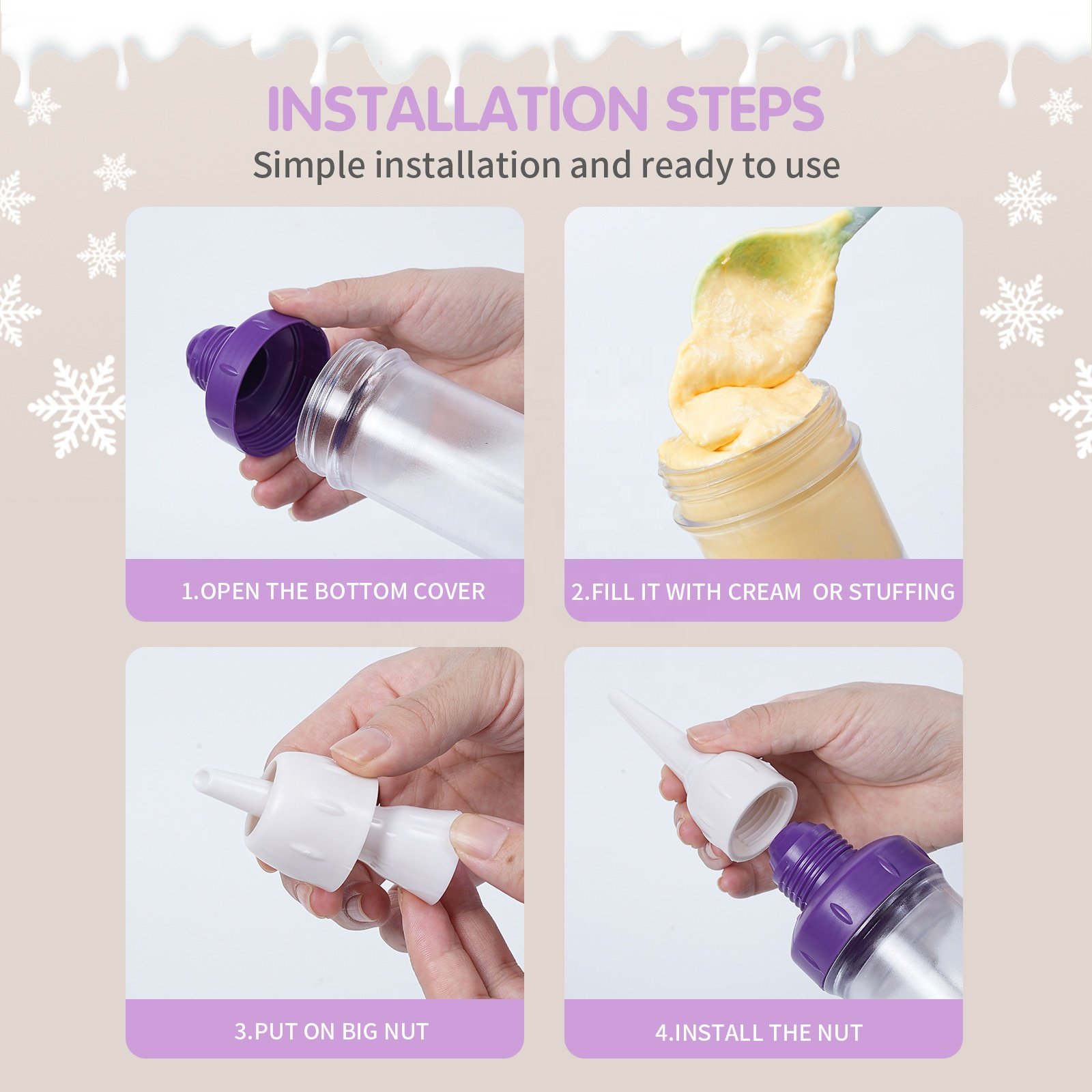 Cupcake filling Buttercream squeezing Nozzle set For cookie and cake making Dessert decoration Syringe set