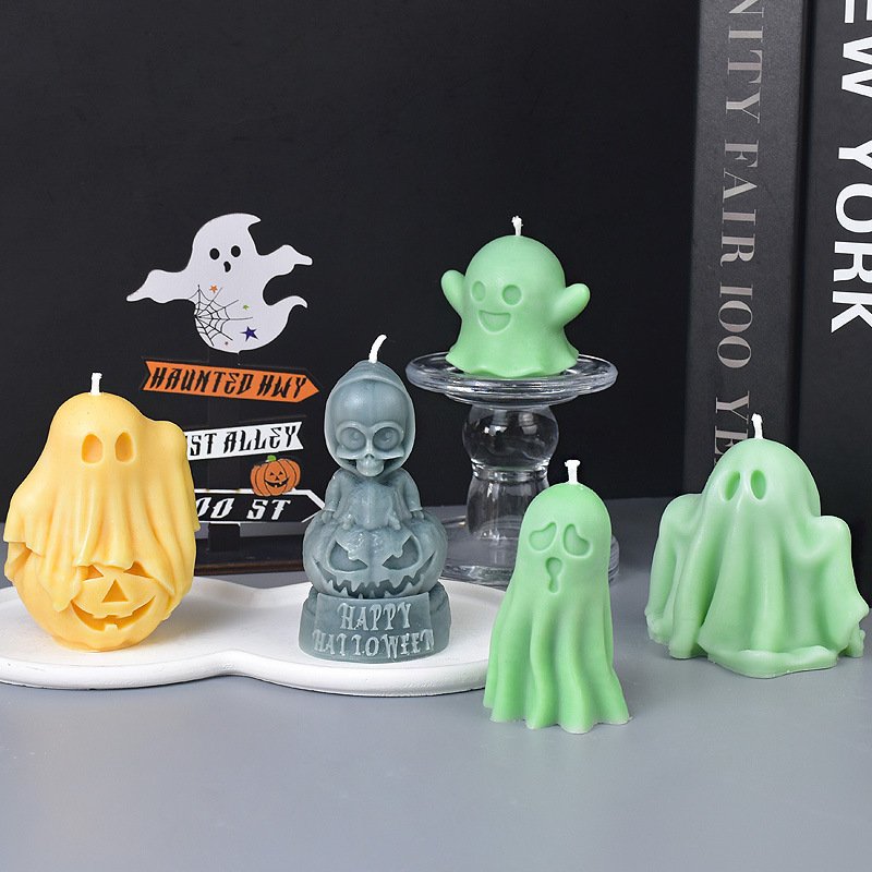 New Halloween Ghost Scented Candle Silicone Mold DIY Pumpkin Shape Creative Decoration Abrasives Factory Supply Festival Molds