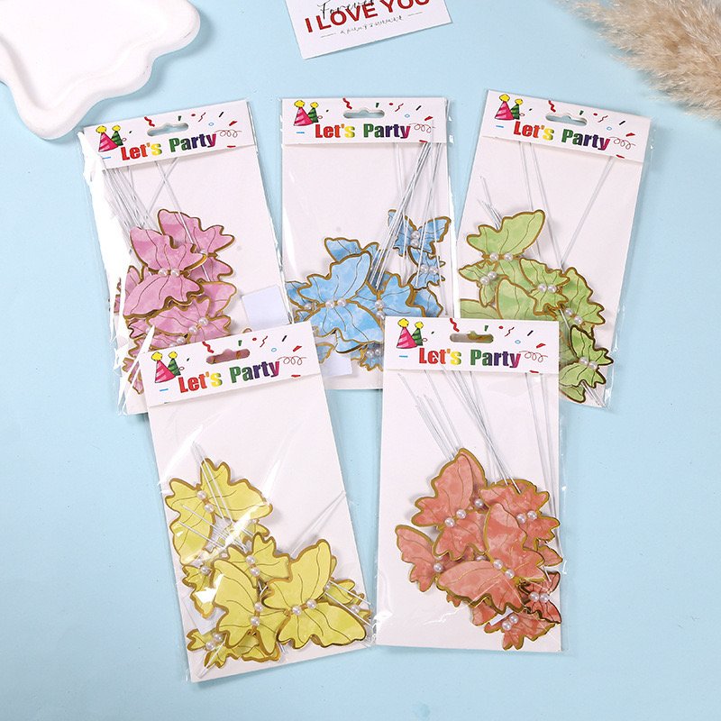New Butterfly 12pcs Set Cake decorating Colorful Pink Blue Green Paper Butterflies cake decoration