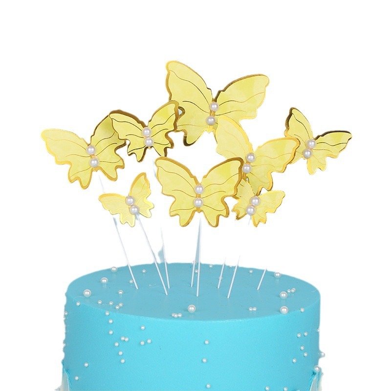 New Butterfly 12pcs Set Cake decorating Colorful Pink Blue Green Paper Butterflies cake decoration