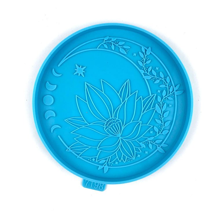 YS DIY Moon Lotus Square Round Tray Mold Coaster Silicone Resin Casting Plaster Mould Casting Home Decoration Custom Mould Tools