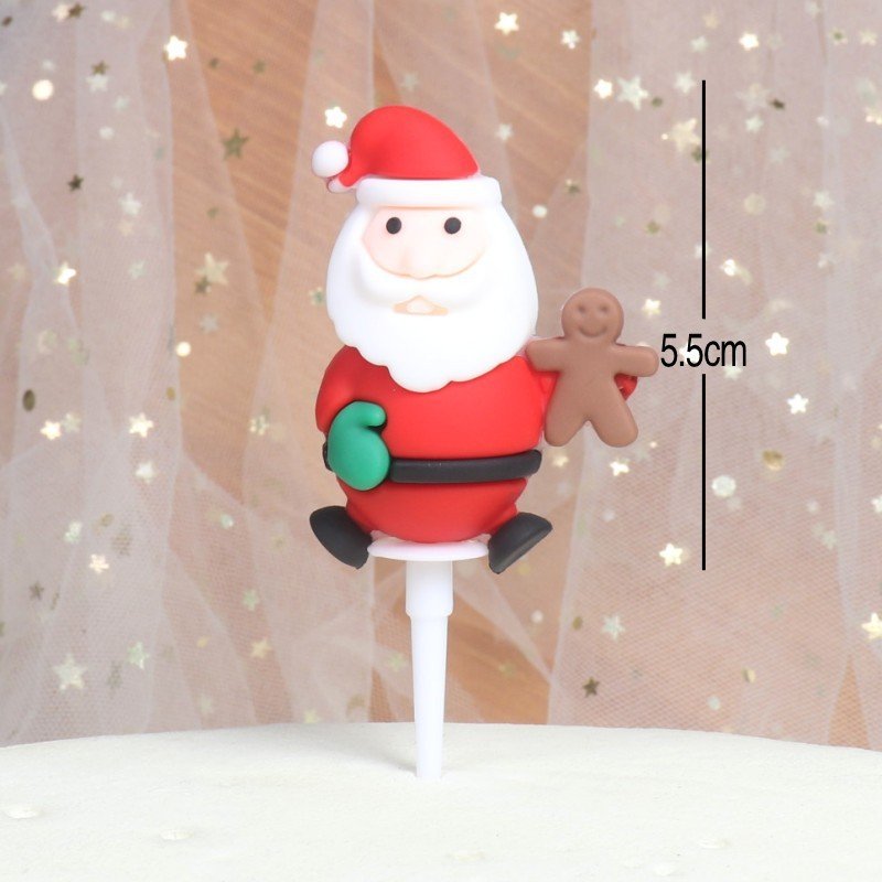 Homesun Merry Christmas Cake Decoration Supplies Santa Claus Elk Snowman Christmas Tree Socks Dessert Cake Plugin Toppers