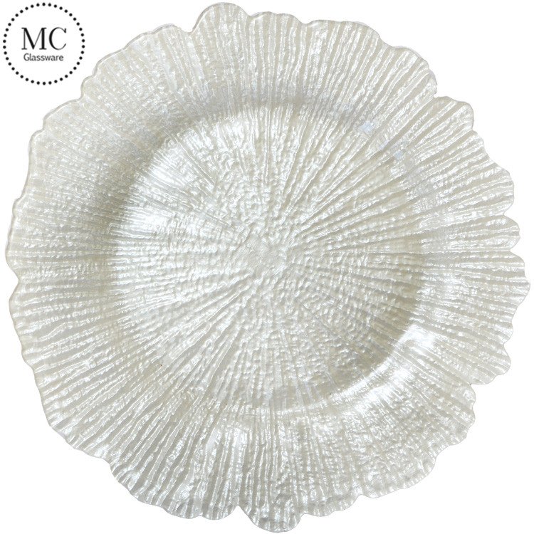 Wedding decorations charger plates wholesale gold reef glass charger plates dinnerware sets for wedding