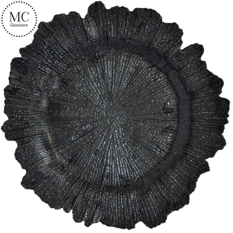 Wedding decorations charger plates wholesale gold reef glass charger plates dinnerware sets for wedding