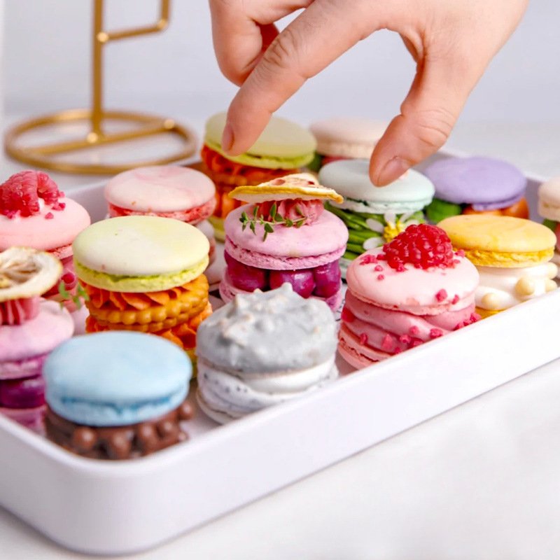 3.7CM 48PCS/BOX Colorful Macaron Baked dessert Cake Decoration Baby Party Wedding Supply