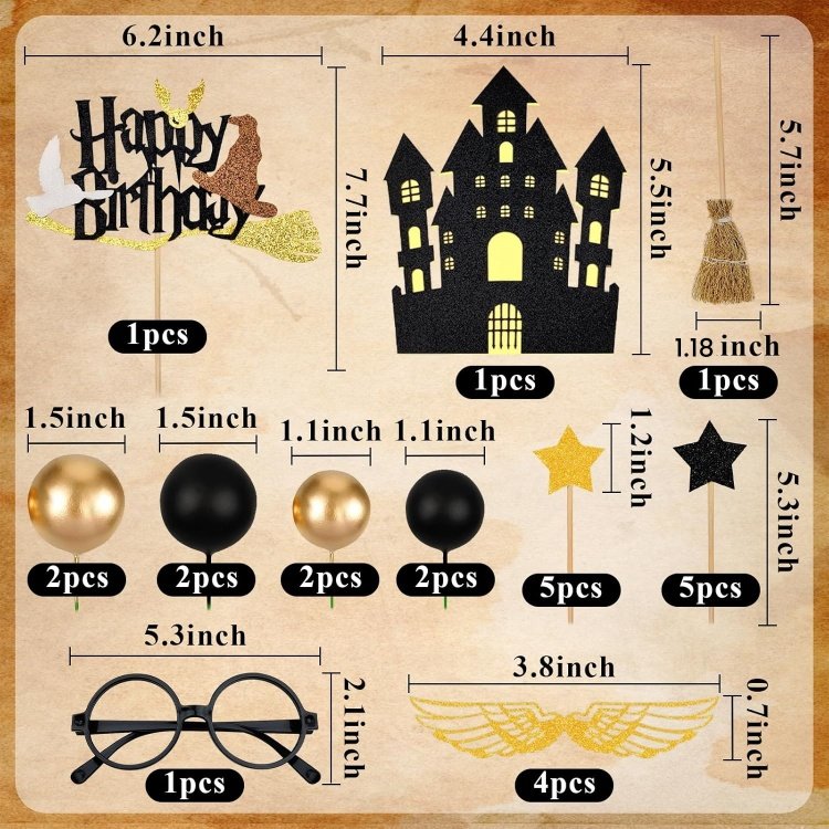 Magical Wizard Birthday Cake Topper Wizard Cupcake Picks for Kids Baby Shower Birthday Magical School Party Supplies