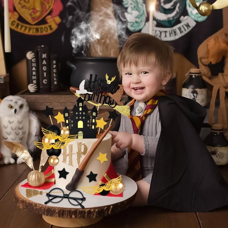 Magical Wizard Birthday Cake Topper Wizard Cupcake Picks for Kids Baby Shower Birthday Magical School Party Supplies