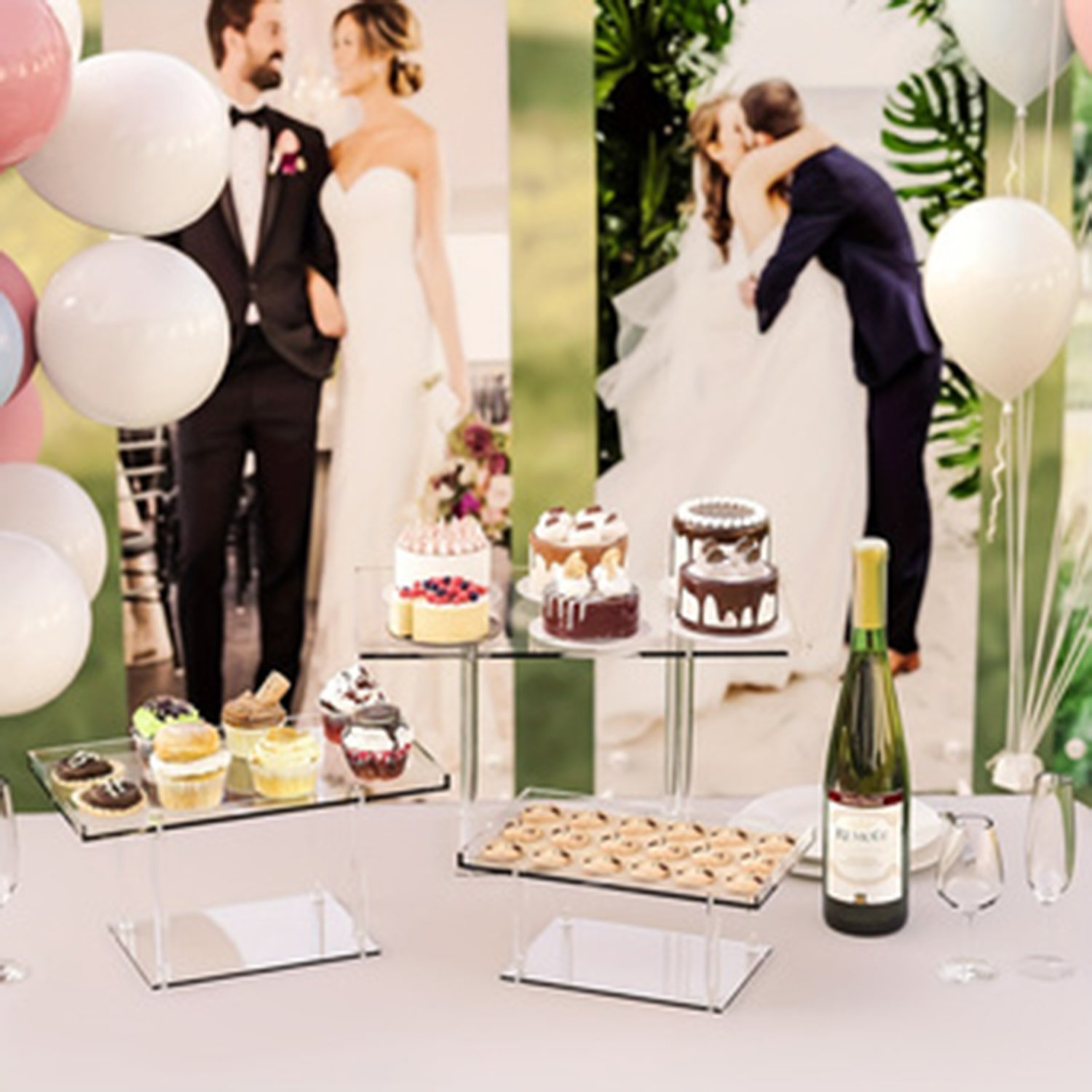 3 Pack Dessert Table Display Set, Clear Acrylic Dessert Stands Buffet Risers for Cupcakes Dessert Pastry Food Treat Tier Cookie