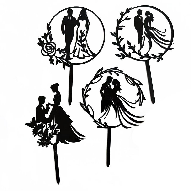 New wedding cake topper cake decoration supplies bride to be Mr&Mrs black acrylic wedding anniversary cake accessories topper