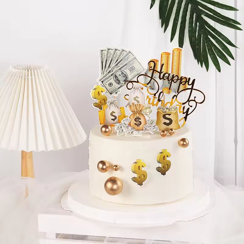 Creative Happy Birthday Cake Top Dollar logo cake decoration for birthday party supplies dessert table decoration accessories