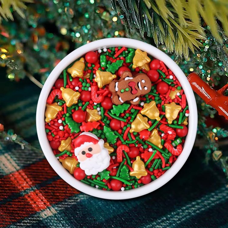 Santa Claus Sprinkles ChristmasJimmies Red and Green Sprinkle Edible Christmas Cake Sprinkle for Cookie Baking Decorating