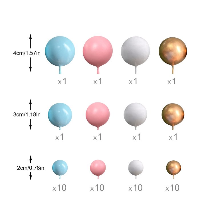 Blue Pink Foam Ball Cake Picks Pearl Balls Cupcake Cake Insert Topper for Birthday Party Wedding Decoration Supplies