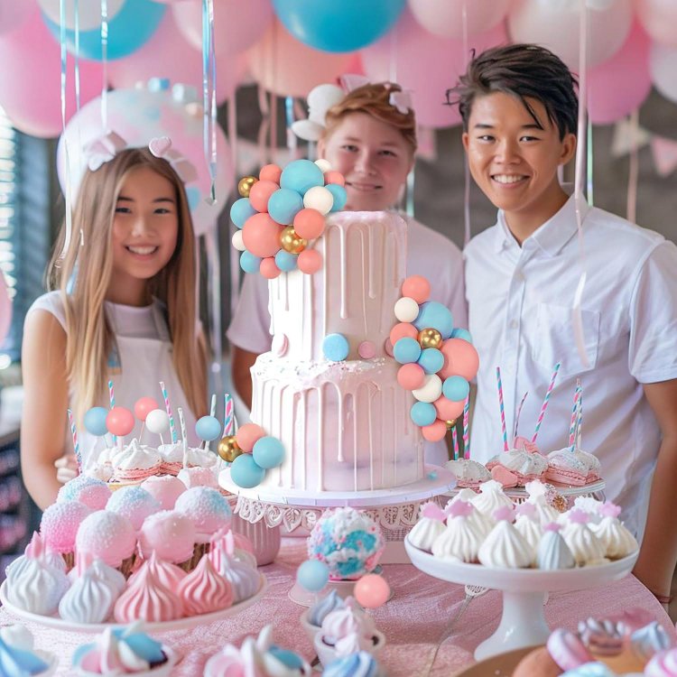 Blue Pink Foam Ball Cake Picks Pearl Balls Cupcake Cake Insert Topper for Birthday Party Wedding Decoration Supplies