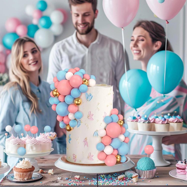 Blue Pink Foam Ball Cake Picks Pearl Balls Cupcake Cake Insert Topper for Birthday Party Wedding Decoration Supplies