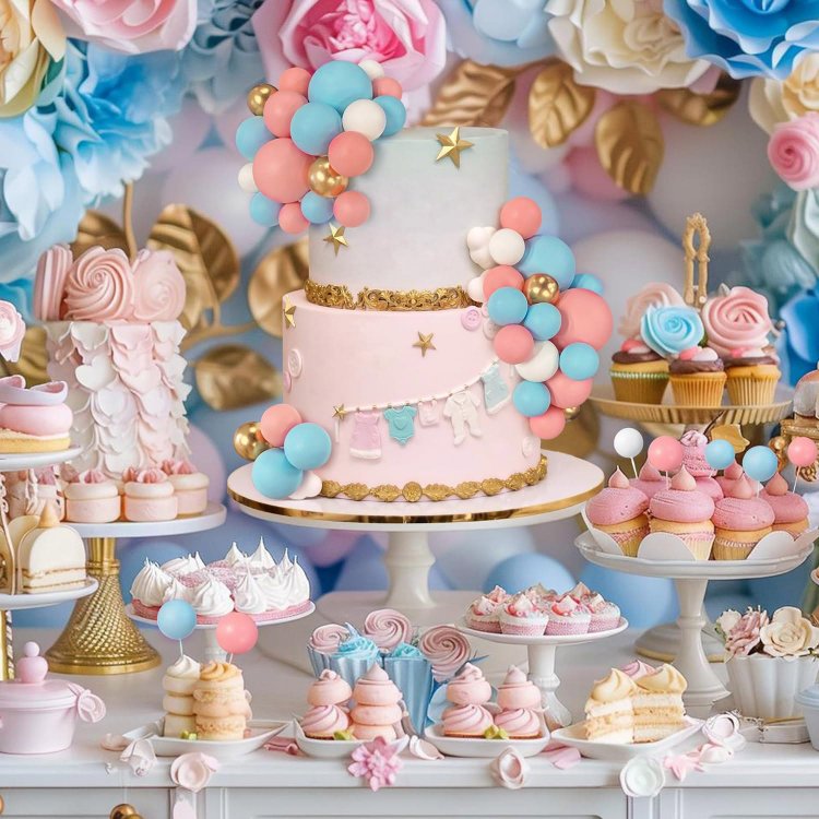 Blue Pink Foam Ball Cake Picks Pearl Balls Cupcake Cake Insert Topper for Birthday Party Wedding Decoration Supplies