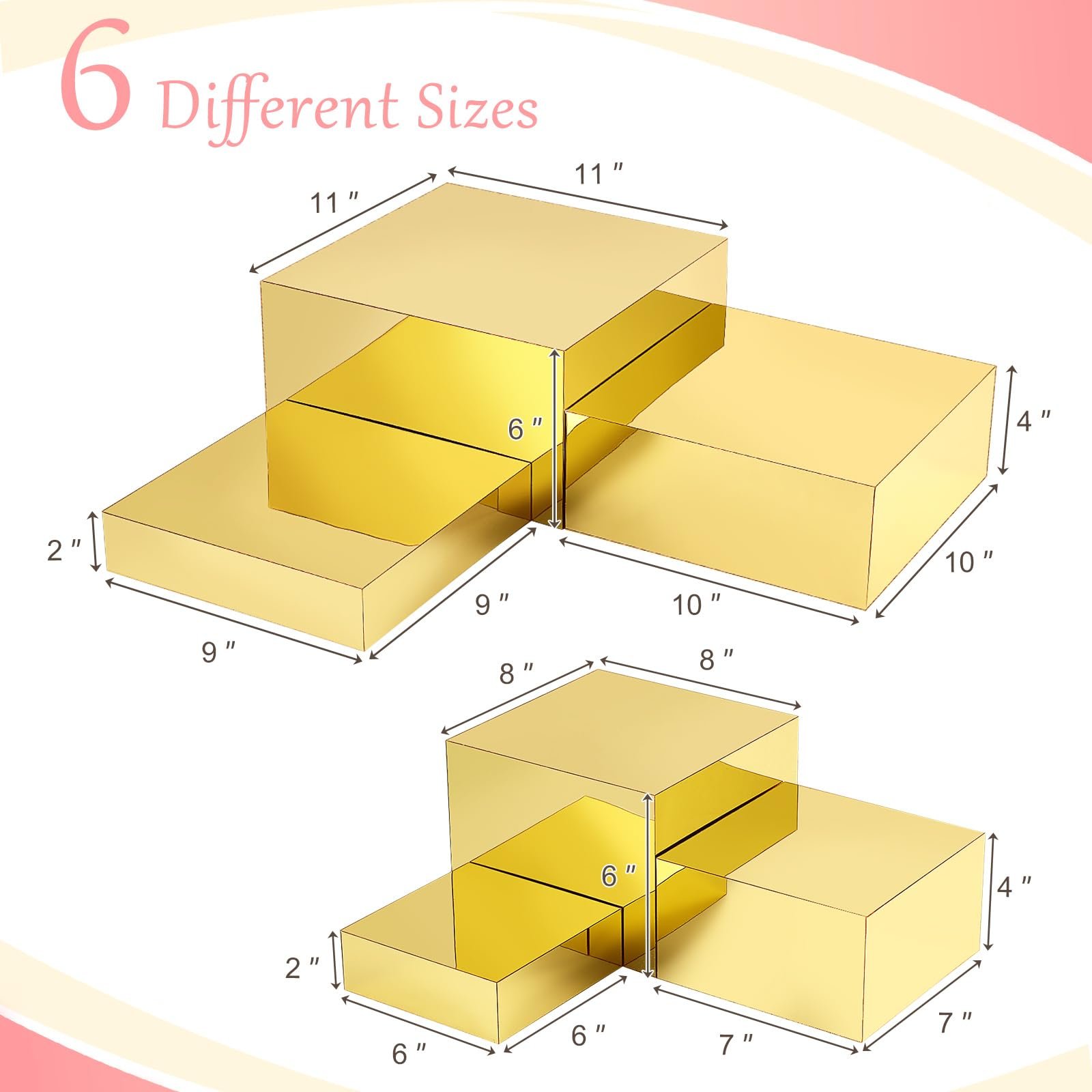 Factory wholesale 6Pcs Party Buffet Risers White Jewelry Cake Stand Acrylic Display Boxes Cube Riser for wedding decoration