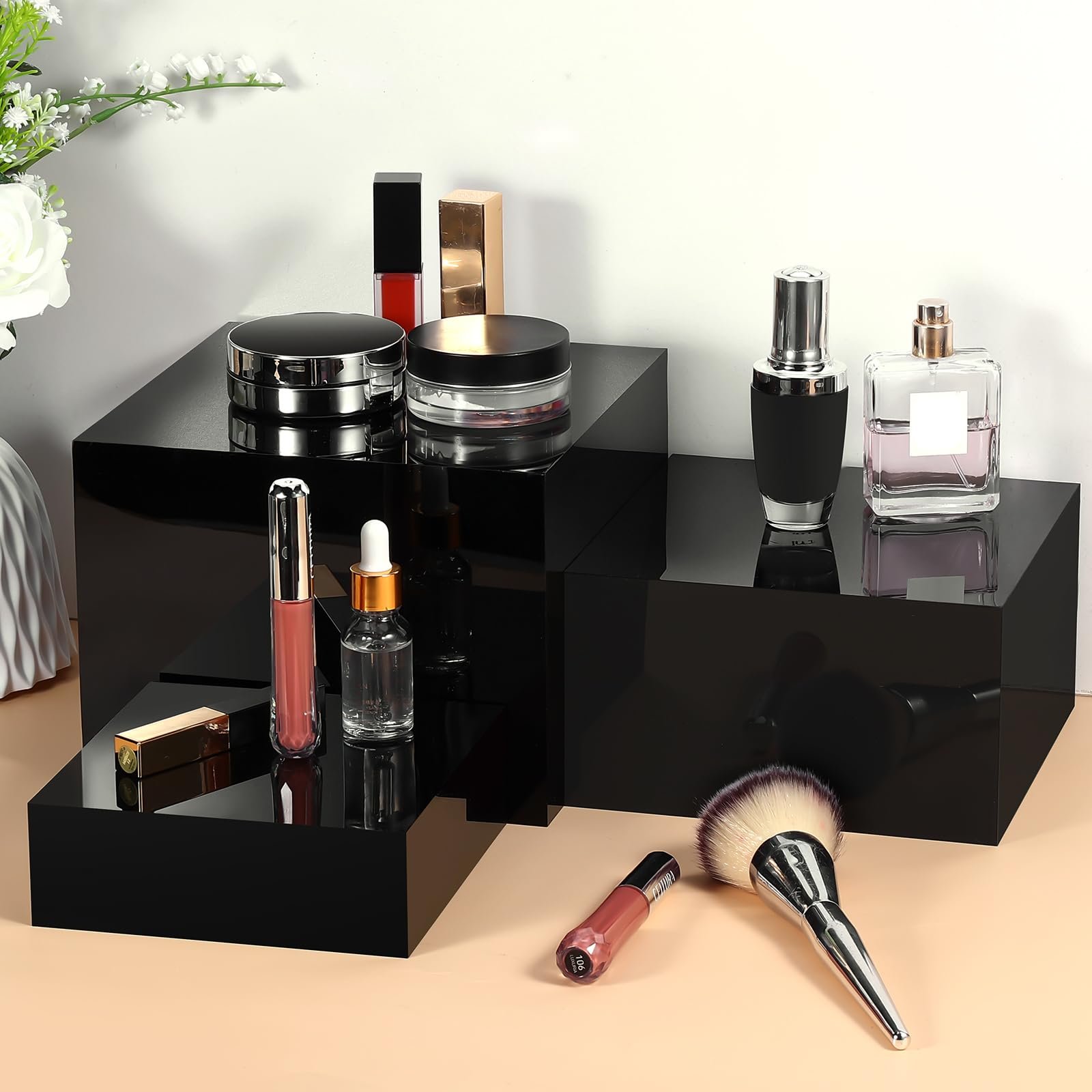 Factory wholesale 6Pcs Party Buffet Risers White Jewelry Cake Stand Acrylic Display Boxes Cube Riser for wedding decoration
