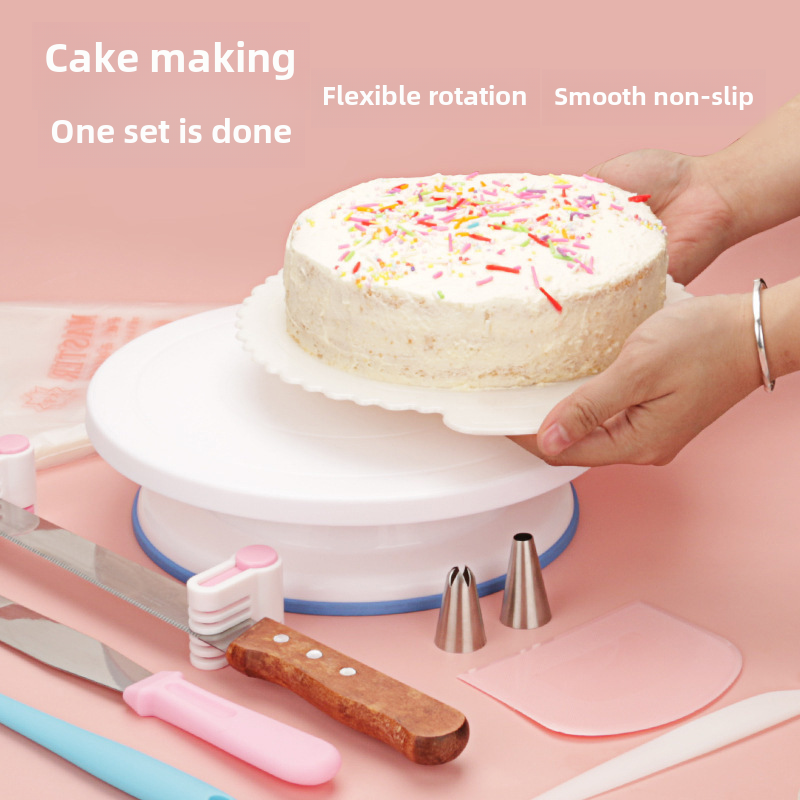 AK 137 Pcs Cake Turntable Decorating Supplies Kit Tools Set with Icing Baking Nozzles Piping Bags Kitchen Gadgets Cake Tools