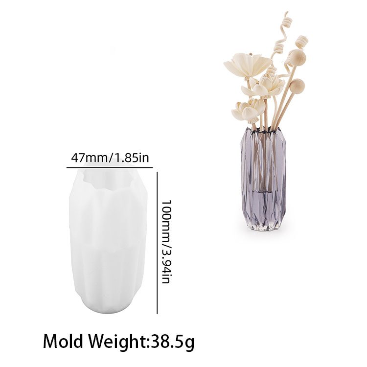 YS DIY Crystal Epoxy Resin Mold Cut Fold Flower Vase Storage Box Jar Long Vase Mirror Silicone Mold For Resin Making Decoration