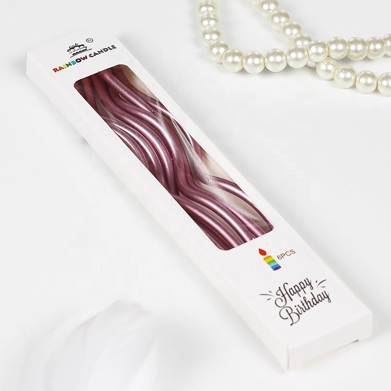 Romantic Curved Birthday Cake Candle Creative Party Decoration Curved Spiral Gilt Colored Candle Twist Candle Paper Box Stick