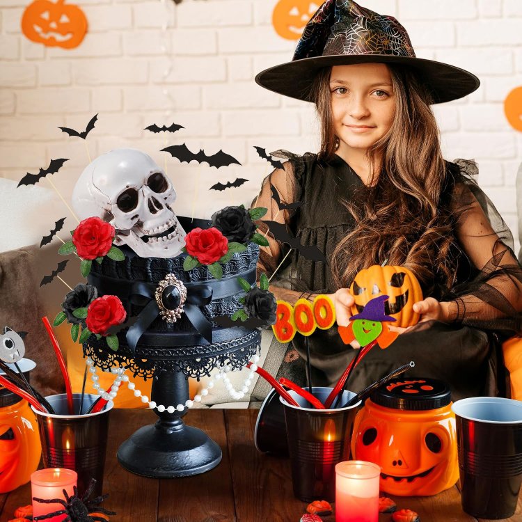 Halloween Cake Decoration Flower Ghost Skull Cake Topper for Halloween Party Decorations Halloween Birthday Cake Decoration
