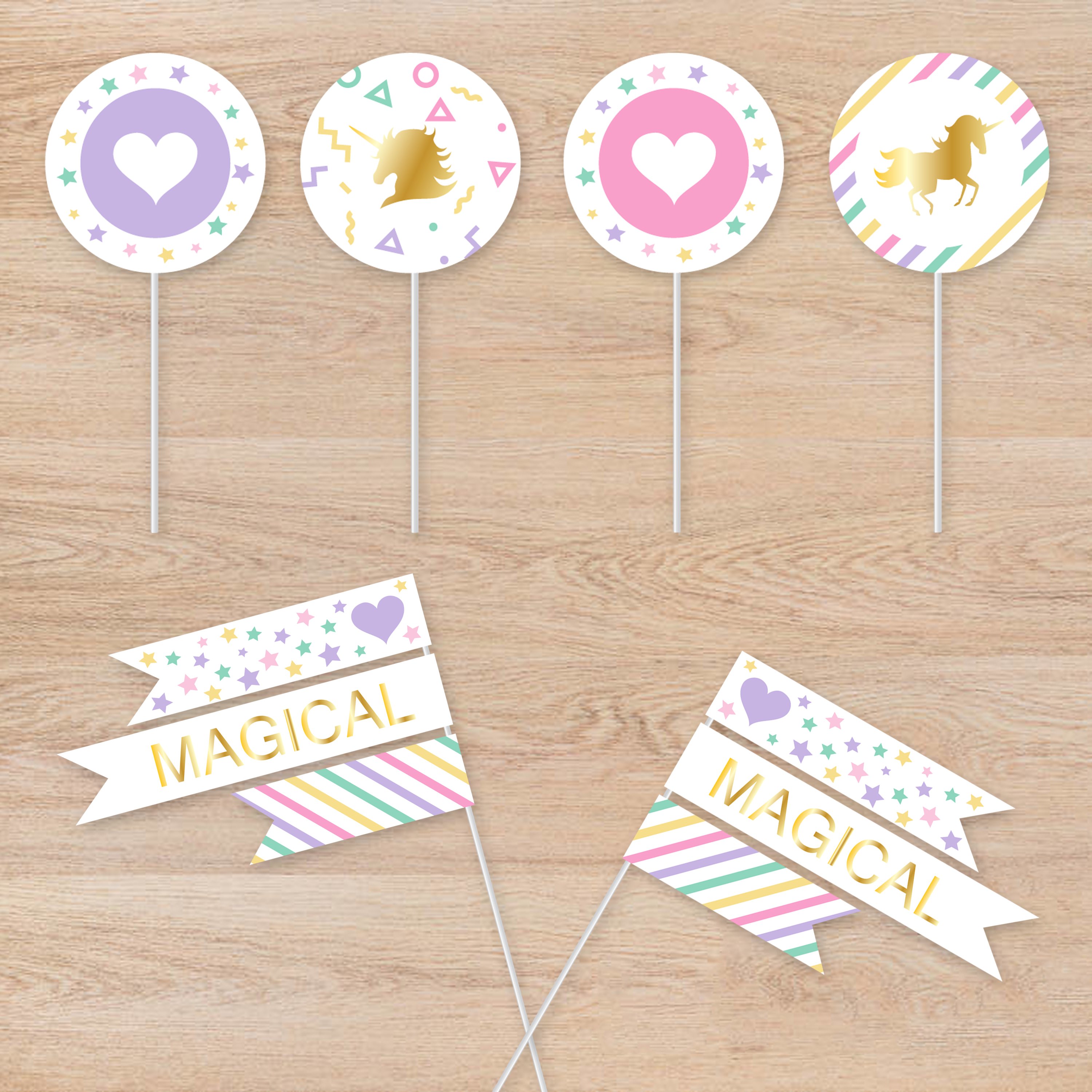 Cute Unicorn Birthday Wedding Party Cake Decoration Cupcake Topper Photos Props And Party Supplies
