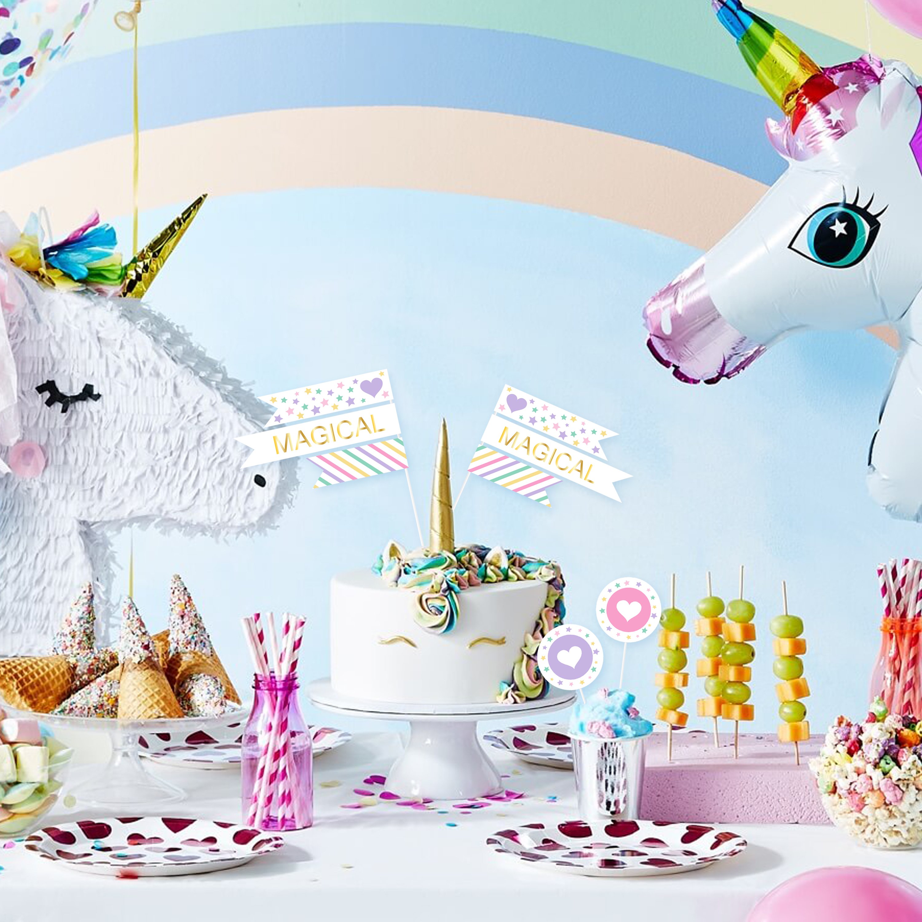 Cute Unicorn Birthday Wedding Party Cake Decoration Cupcake Topper Photos Props And Party Supplies