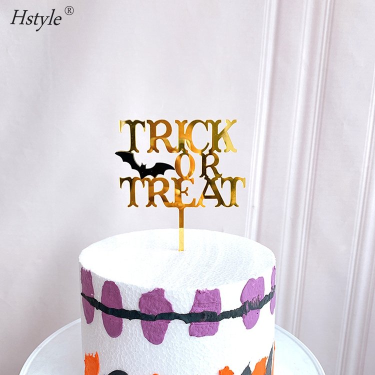 Hstyle New Arrival Halloween Acrylic Cake Topper DIY Halloween Party Decoration Dessert Cake Toppers Factory Direct Supply