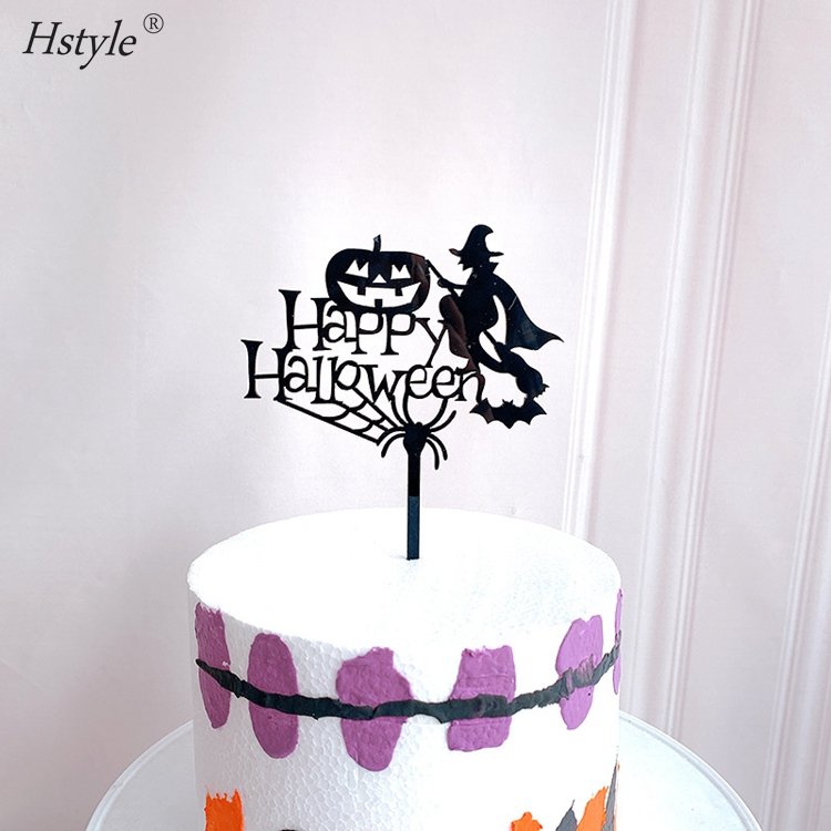 Hstyle New Arrival Halloween Acrylic Cake Topper DIY Halloween Party Decoration Dessert Cake Toppers Factory Direct Supply