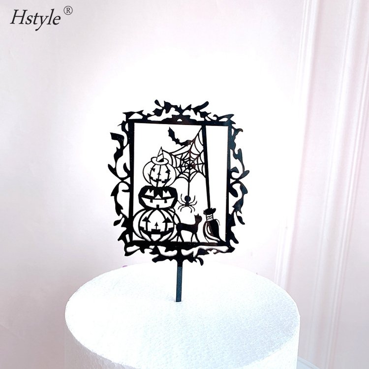 Hstyle New Arrival Halloween Acrylic Cake Topper DIY Halloween Party Decoration Dessert Cake Toppers Factory Direct Supply