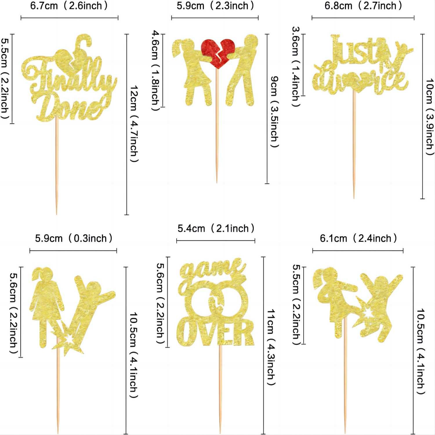 Startparty Divorce Cupcake Toppers Gold Glitter Finally Done Just Divorced Cupcake Break Up Theme Cake Decoration Supplies