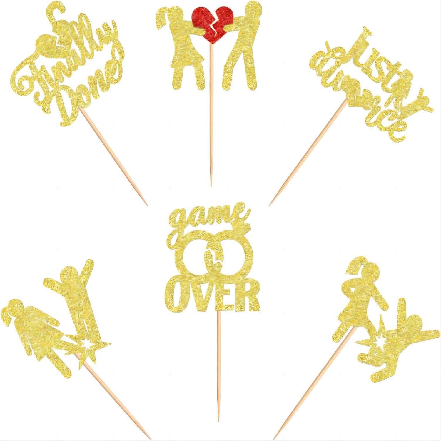 Startparty Divorce Cupcake Toppers Gold Glitter Finally Done Just Divorced Cupcake Break Up Theme Cake Decoration Supplies