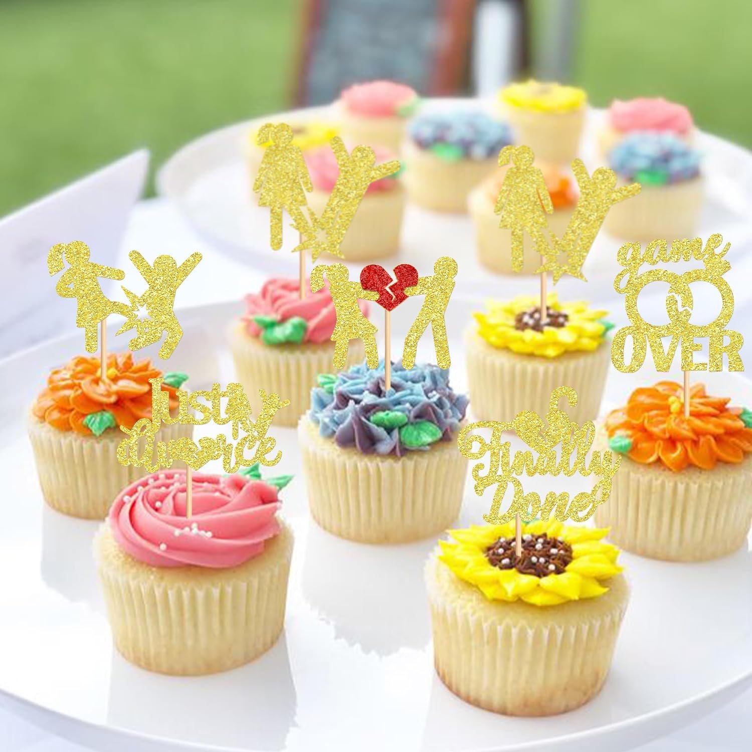 Startparty Divorce Cupcake Toppers Gold Glitter Finally Done Just Divorced Cupcake Break Up Theme Cake Decoration Supplies