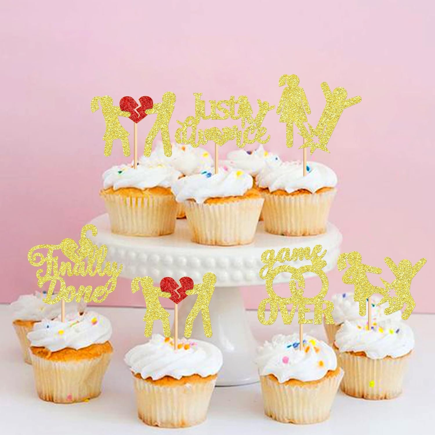 Startparty Divorce Cupcake Toppers Gold Glitter Finally Done Just Divorced Cupcake Break Up Theme Cake Decoration Supplies