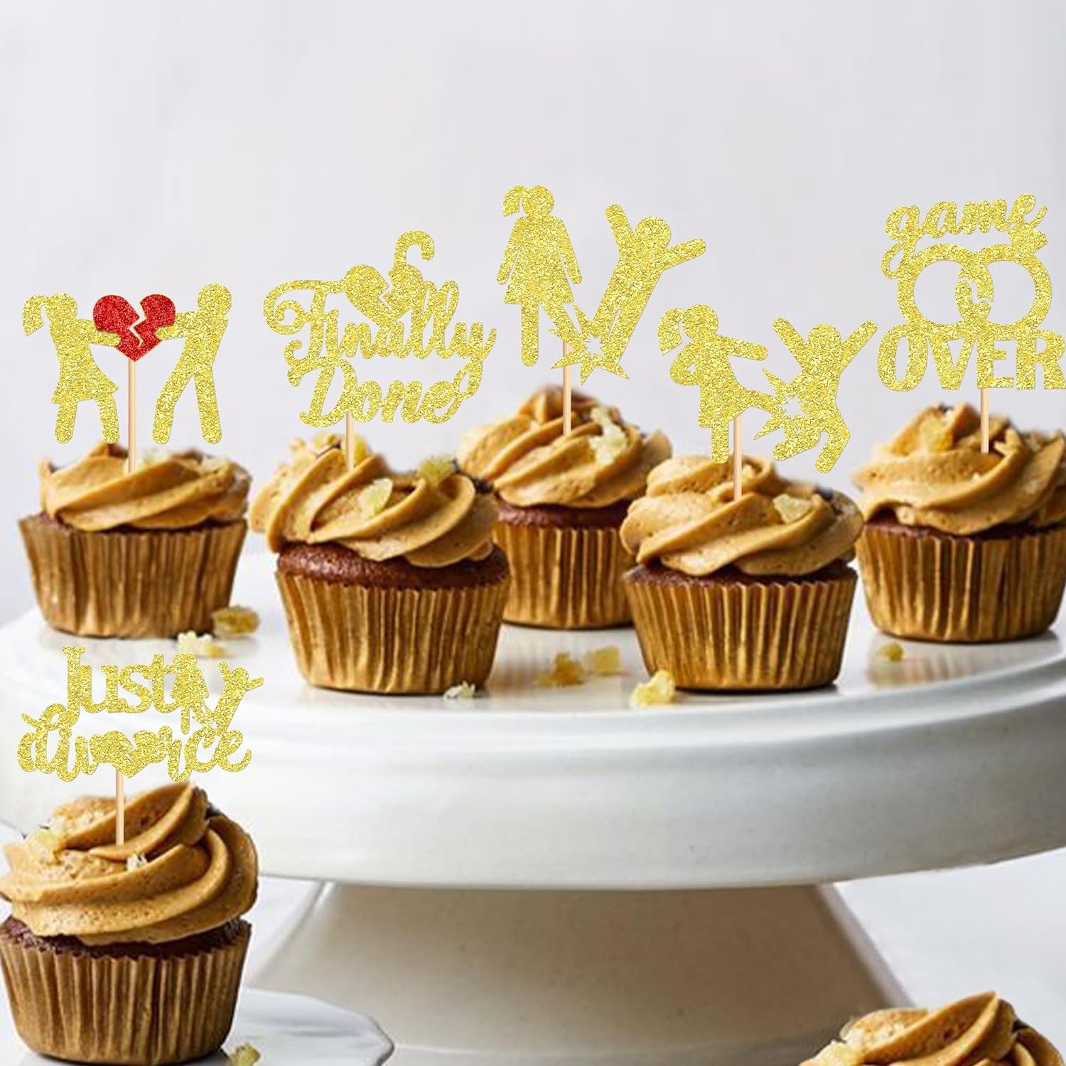Startparty Divorce Cupcake Toppers Gold Glitter Finally Done Just Divorced Cupcake Break Up Theme Cake Decoration Supplies