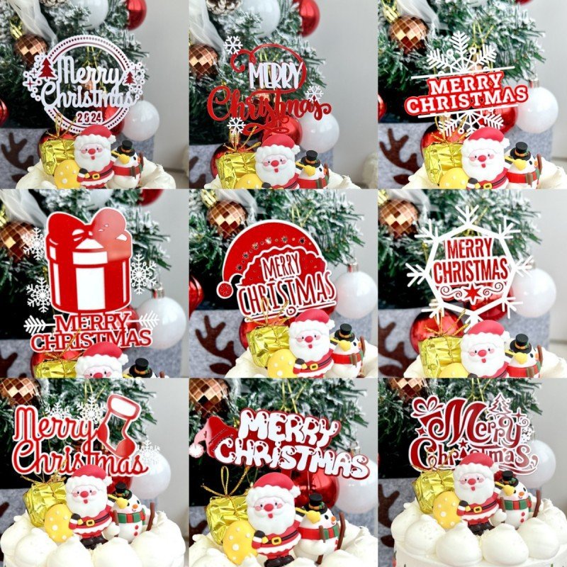 New arrival Merry Christmas acrylic cake toppers for cake decoration party supplies