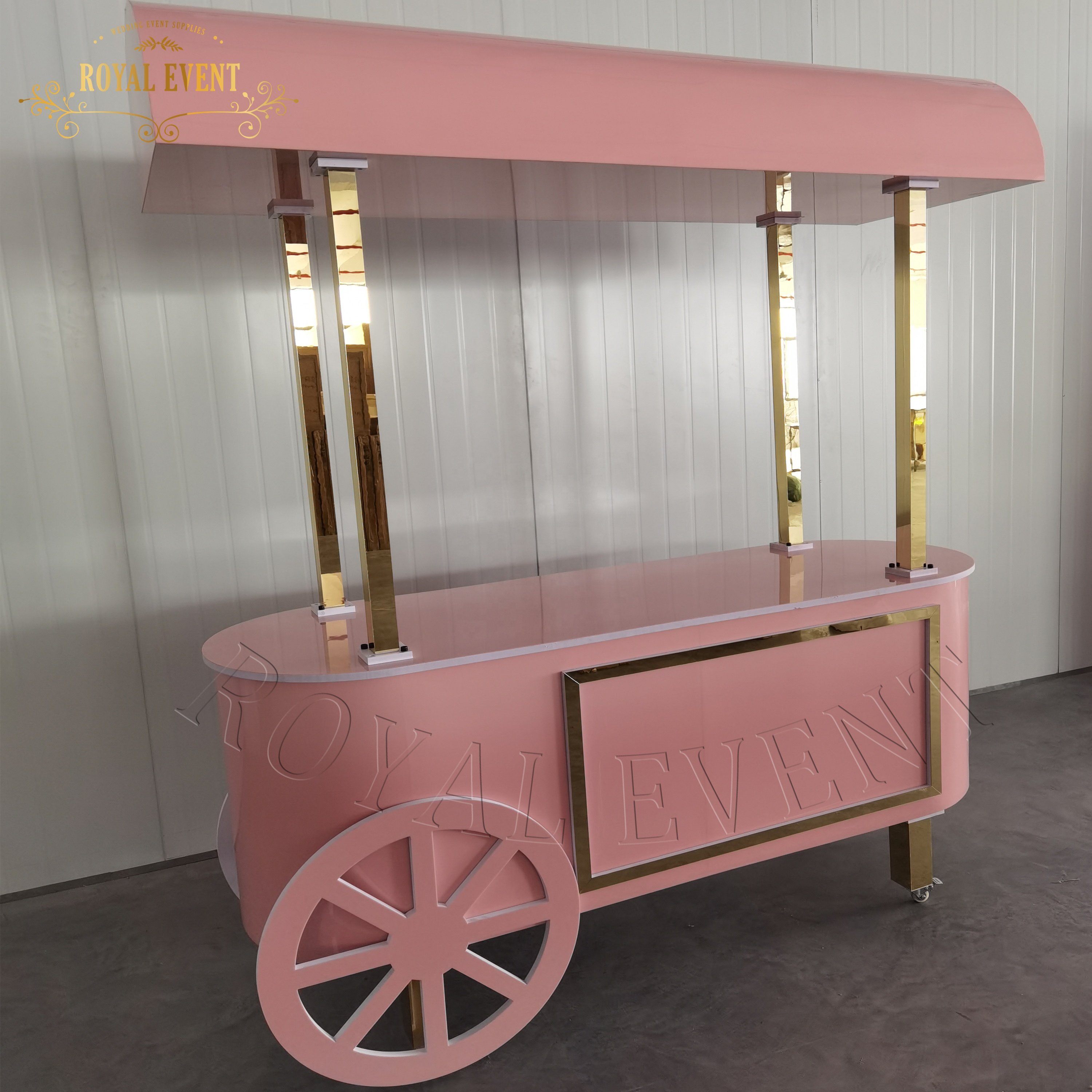Baby Shower Decoration Flower Sweet Cart Cake Display Acrylic White Candy Bar Cart Wedding Event Parties