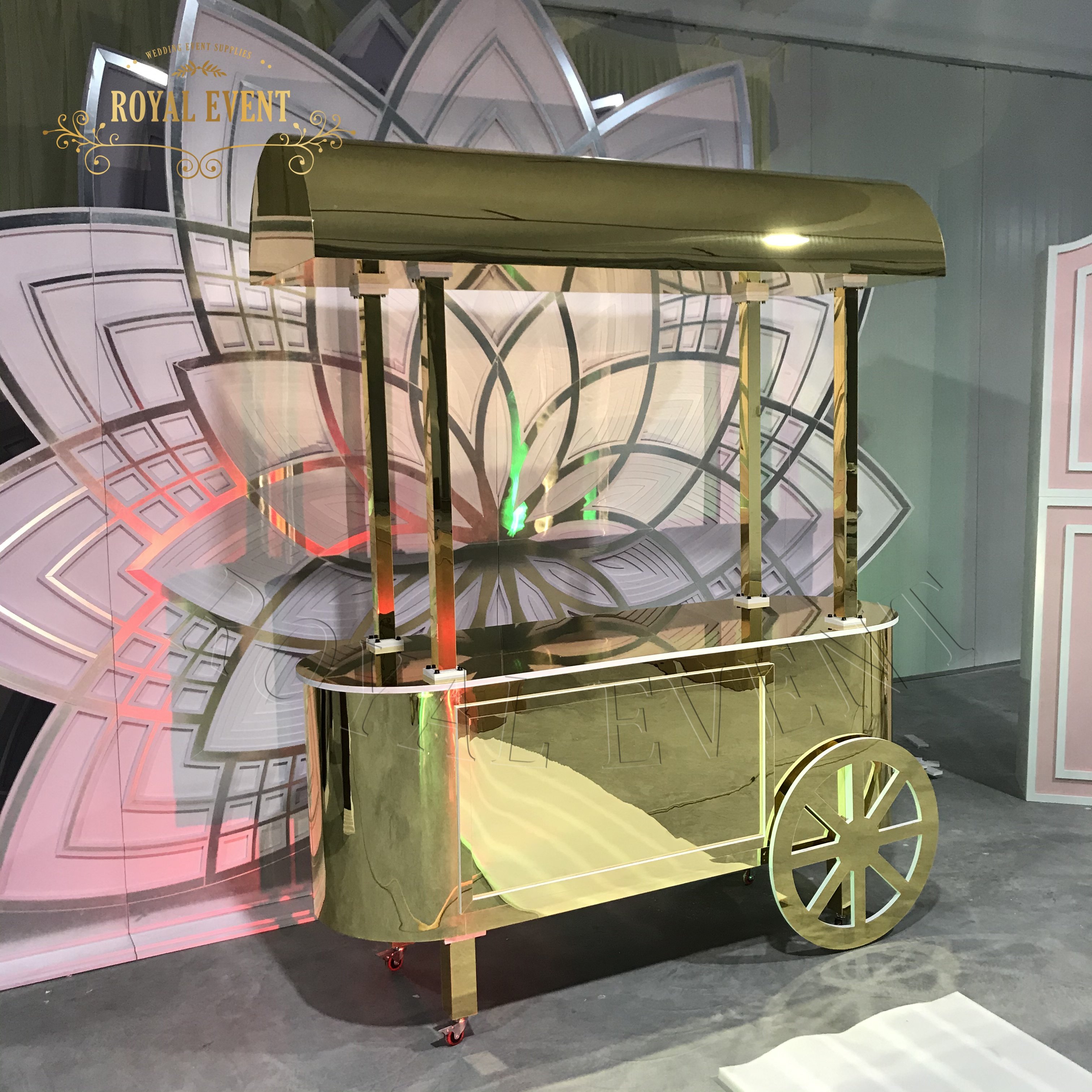 Baby Shower Decoration Flower Sweet Cart Cake Display Acrylic White Candy Bar Cart Wedding Event Parties