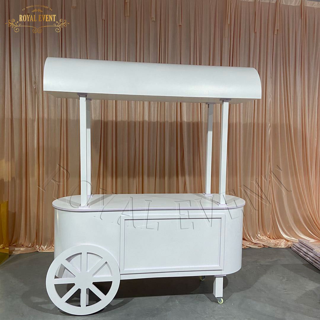 Baby Shower Decoration Flower Sweet Cart Cake Display Acrylic White Candy Bar Cart Wedding Event Parties