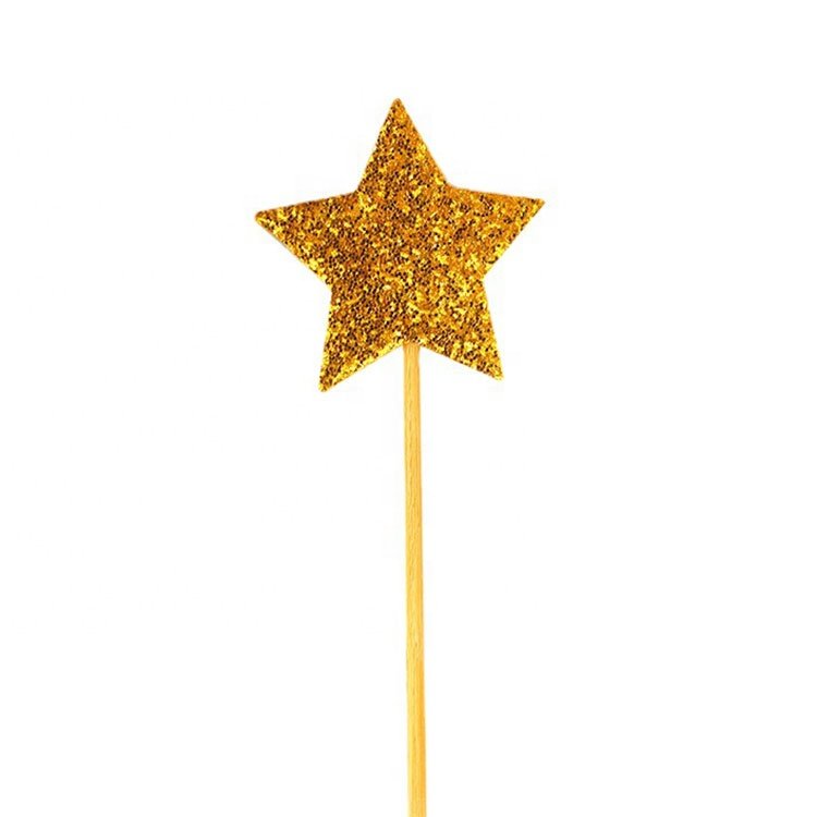 Kids Holiday Party Cake Decorations Supplies Gold Glitter Little Star Cupcake Toppers