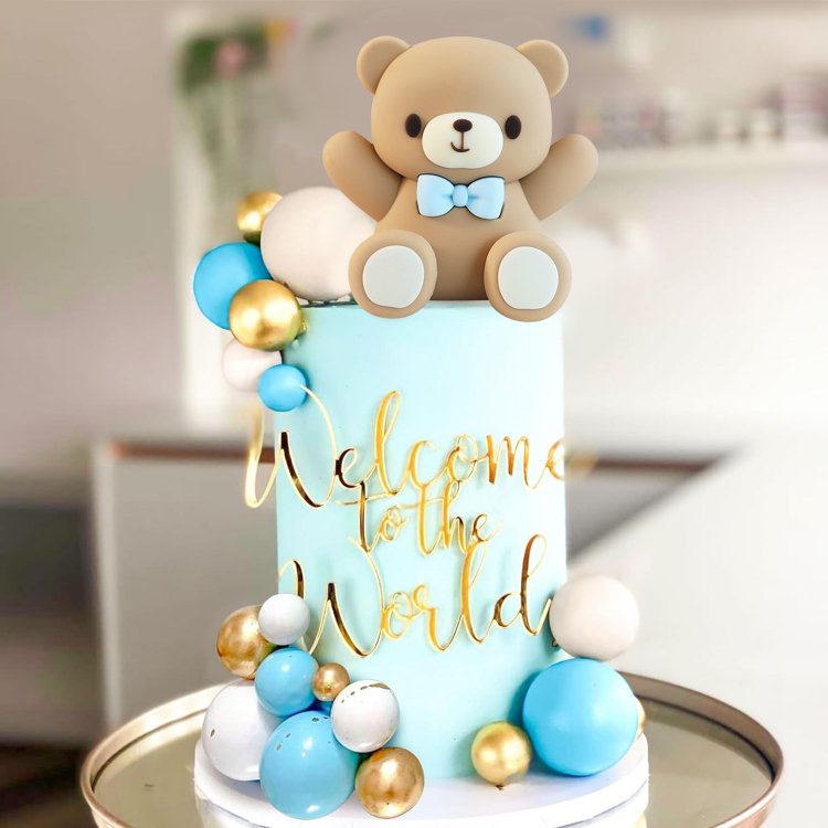 Teddy Bear Cake Decorations Mini Foam Balls Cake Toppers for Baby Shower Birthday Party Cake Decoration Supplies