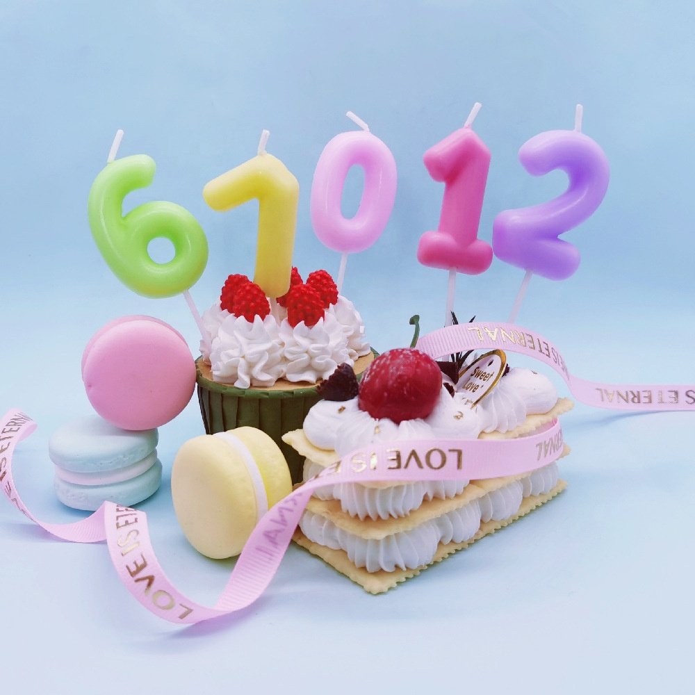 JYAO Wholesale Round Edge Number Candles Kids Baking Birthday Simple Rainbow Birthday Party Creative Candle Manufacturers