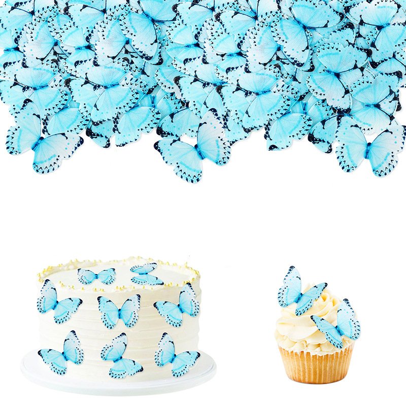 40 pcs Edible Butterflies Colorful Wafer Paper Topper For Party Wedding Anniversary Birthday Cakes Cupcake Decoration