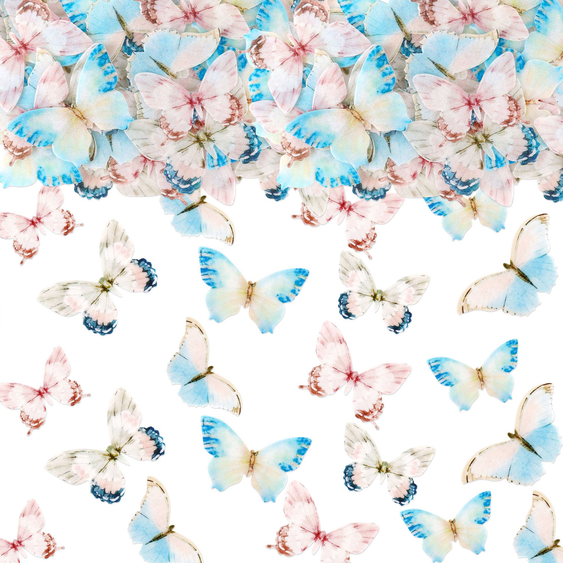 40 pcs Edible Butterflies Colorful Wafer Paper Topper For Party Wedding Anniversary Birthday Cakes Cupcake Decoration