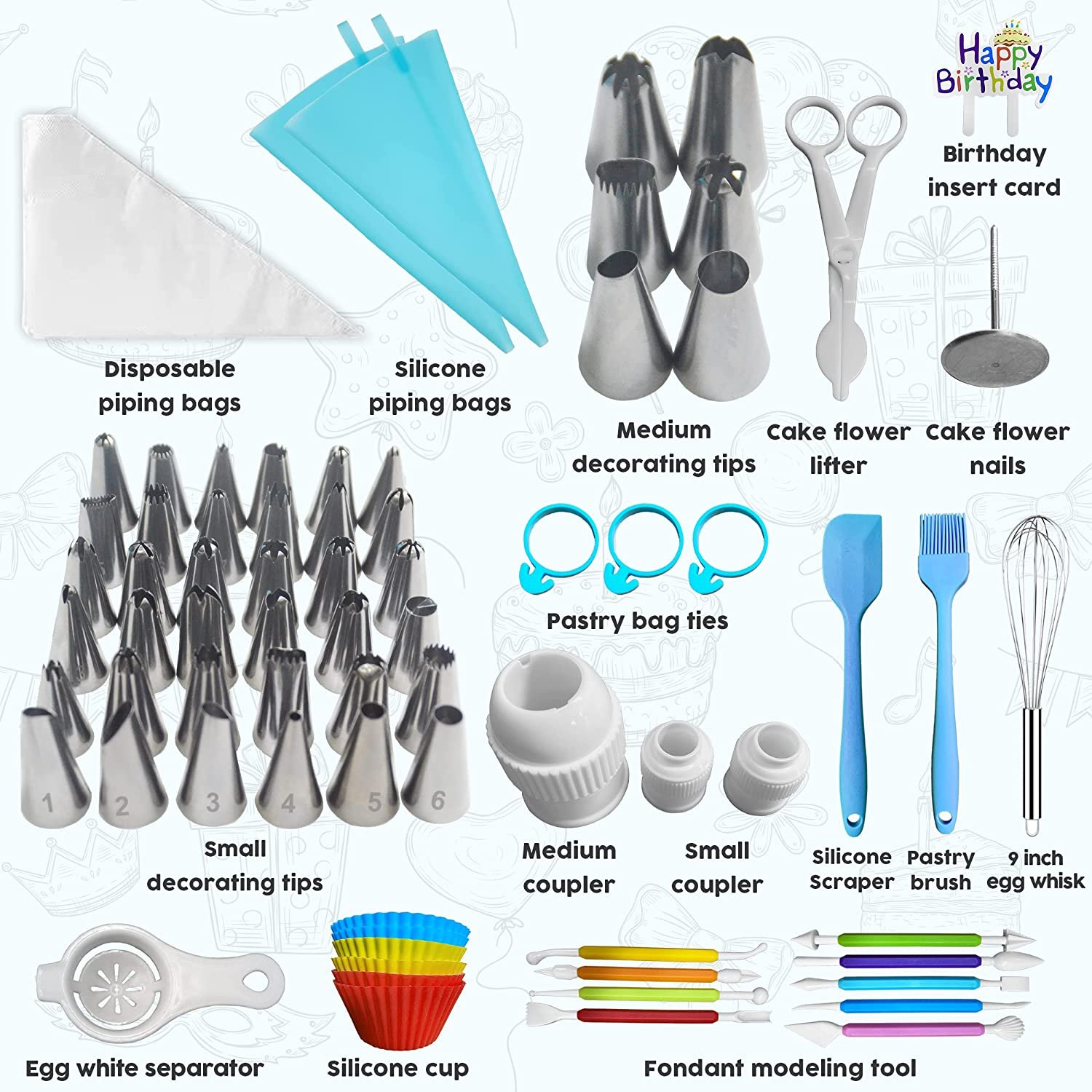 Cake Tools For Decorating 228PCS Baking Supplies Cake Tools For nozzle set Baking Pastry Tools Set With Storage Box