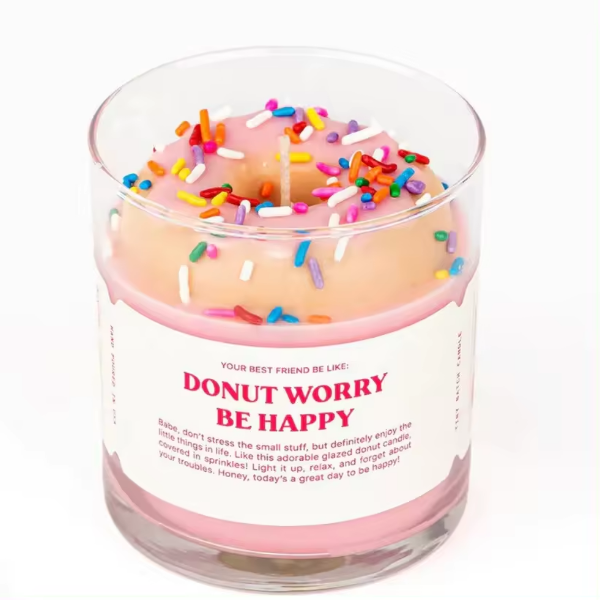 Luxury Smokeless Custom Logo Fragrance Oil Birthday Party Cake Supplies Gift Soy Wax Dessert Donut Sugar Needles Scented Candles