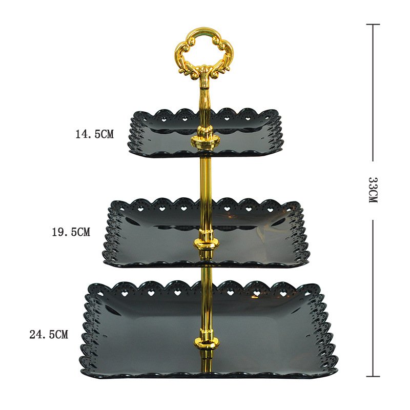3pcs/set European Style Three Layer Fruit Cake Tray Fancy Dessert Rack for Wedding Party Cake Candy Stand Plastic Dry Fruit Pan