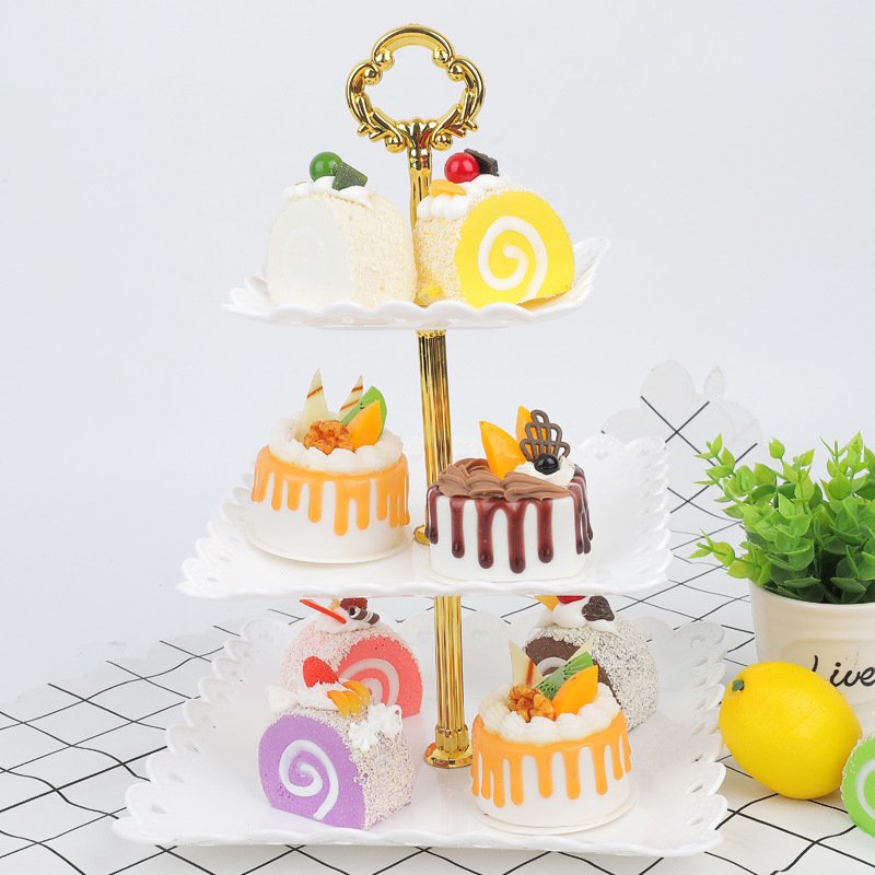 3pcs/set European Style Three Layer Fruit Cake Tray Fancy Dessert Rack for Wedding Party Cake Candy Stand Plastic Dry Fruit Pan