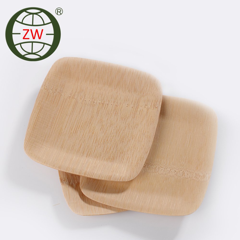 high quantity square plate bamboo snack plate