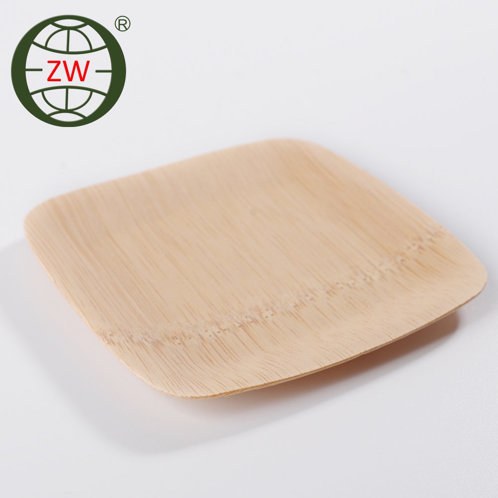 high quantity square plate bamboo snack plate